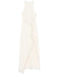 Nanushka - Rayen Frayed Draped Midi Dress - Lyst