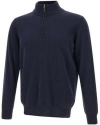 Kangra Cashmere - Kangra Half Zip Henley Knitted Sweater - Lyst