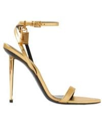 Tom Ford - Padlock-Style Metallic Leather High-Heeled Sandals - Lyst
