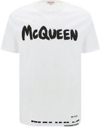 McQueen - Logo Printed Crewneck T-Shirt - Lyst