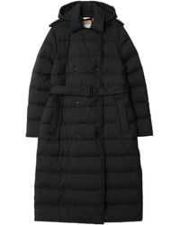 Burberry - Belted Waist Hooded Padded Trench Coat - Lyst