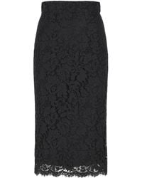 Dolce & Gabbana - Floral Lace Midi Skirt - Lyst