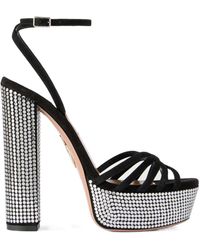 Aquazzura - Night Fever 140 Suede Platform Sandals - Lyst