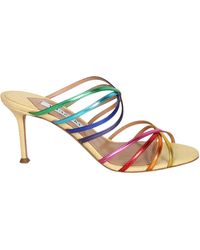 Aquazzura - Tell Me Metallic Strappy Slip-On Sandals - Lyst