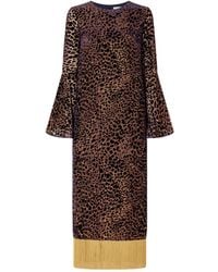 Borgo De Nor - Astoria Fringed Leopard-Jacquard Devoré Midi Dress - Lyst