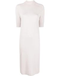 Calvin Klein - High Neck Ribbed Knit Midi Dress - Lyst