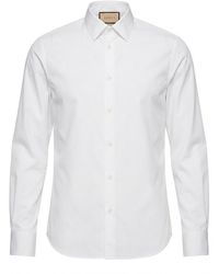 Gucci - Logo Patch Long-Sleeved Shirt - Lyst