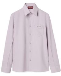 Gucci - Gabardine Collared Long-Sleeve Shirt - Lyst