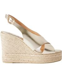 Ancient Greek Sandals - Maria Metallic Leather Espadrille Wedge Sandals - Lyst