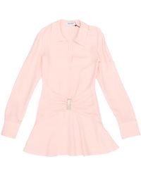The Attico - The Long Sleeved V-Neck Gathered Mini Dress - Lyst