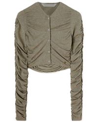Palm Angels - Ruched Lurex Cropped Cardigan - Lyst