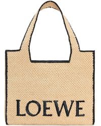 Loewe - Logo Embroidered Large Tote Bag - Lyst