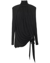 Saint Laurent - Draped Jersey Mini Dress - Lyst