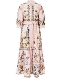 Borgo De Nor - Belted Printed Linen And Cotton-Blend Midi Dress - Lyst