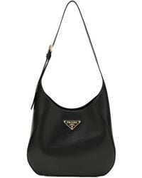 Prada - Logo-Triangle Curve-Edge Shoulder Bag - Lyst
