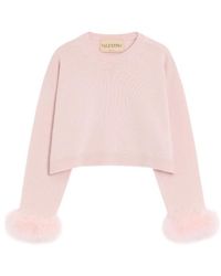 Valentino - Feather-Detail Cashmere Sweater - Lyst