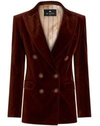 Etro - Double-Breasted Long-Sleeved Blazer - Lyst
