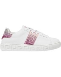 Versace - Greca-Embellished Lace-Up Sneakers - Lyst
