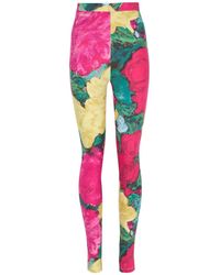 Balmain - Jersey Leggings With Roses Print - Lyst