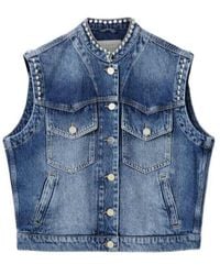 AllSaints - Mav Studded Denim Waistcoat - Lyst