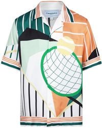 CASABLANCA - Tennisgraphic Geometric Campcollar Shortsleeve Shirt - Lyst
