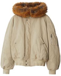 Burberry - Faux Fur-Hood Bomber Jacket - Lyst