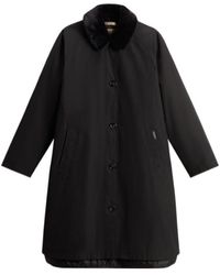 Woolrich - Faux-Fur Collar Button-Fastening Coat - Lyst