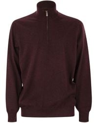 Brunello Cucinelli - Funnel-Neck Knitted Polo Shirt - Lyst