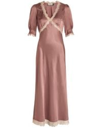 RIXO London - Annina Lace-Embellished Satin Midi Dress - Lyst