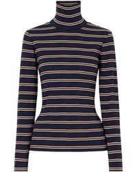 Dries Van Noten - Striped Ribbed Cotton-Blend Turtleneck Sweater - Lyst