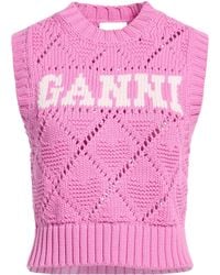 Ganni - Sleeveless Cropped Knit Top - Lyst