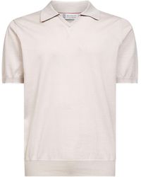 Brunello Cucinelli - Short Sleeved Ribbed Polo Shirt - Lyst