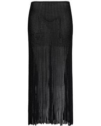 Alaïa - Alaïa Fringe Column Knitted Skirt - Lyst