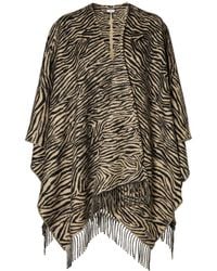 Fendi - Tiger Printed Fringed Poncho - Lyst