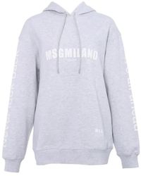 MSGM - Logo Details Hooded Hoodie - Lyst