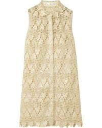 FRAME - The Deco Scalloped Guipure Lace Mini Shirt Dress - Lyst