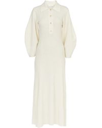 Chloé - Chloé Polo Puff-Sleeved Midi Dress - Lyst