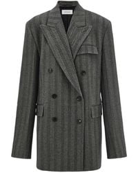 Ferragamo - Ferragamo Oversized Double Breasted Chevron Blazer - Lyst
