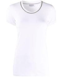 Brunello Cucinelli - Monili-Trim Stretch-Cotton T-Shirt - Lyst