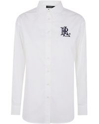 Ralph Lauren - Lauren Logo Embroidered Curved Hem Shirt - Lyst