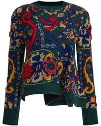 Sacai - Floral Jacquard Knit Sweater - Lyst