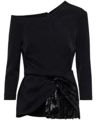 Safiyaa - Sequined Asymmetric Crêpe Top - Lyst
