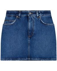 Dolce & Gabbana - Logo Plaque Denim Mini Skirt - Lyst