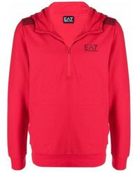 EA7 - Logo-Print Long-Sleeve Hoodie - Lyst