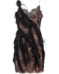 Alberta Ferretti - Feather Embellished Spaghetti Strap Mini Dress - Lyst