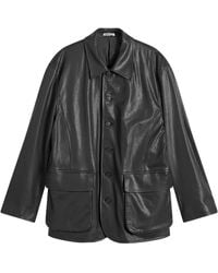 AURALEE - Buttoned Leather Jacket - Lyst