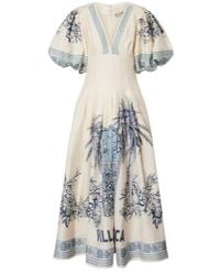 ALÉMAIS - Villa Romantica Linen-Blend Midi Dress - Lyst