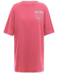 Moschino - Crystal-Embellished Teddy Logo T-Shirt Dress - Lyst