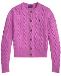 Polo Ralph Lauren - Cable-Knit Logo-Embroidered Cardigan - Lyst