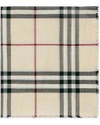 Burberry - Check Printed Frayed-Edge Scarf - Lyst